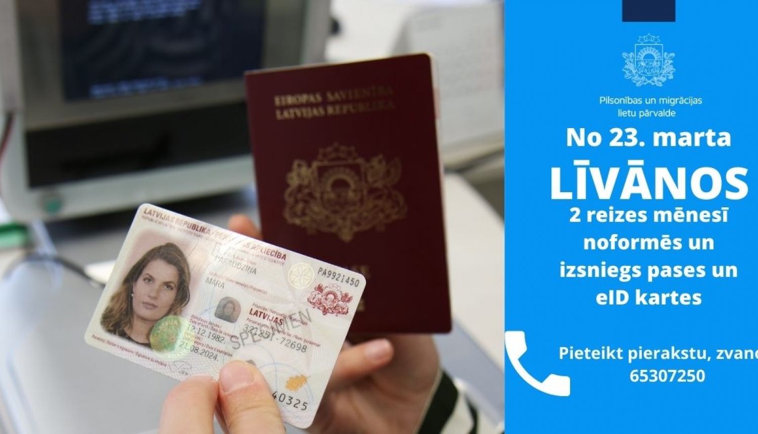 Pase un ID karte un informācija par pieņemšanu Līvānos